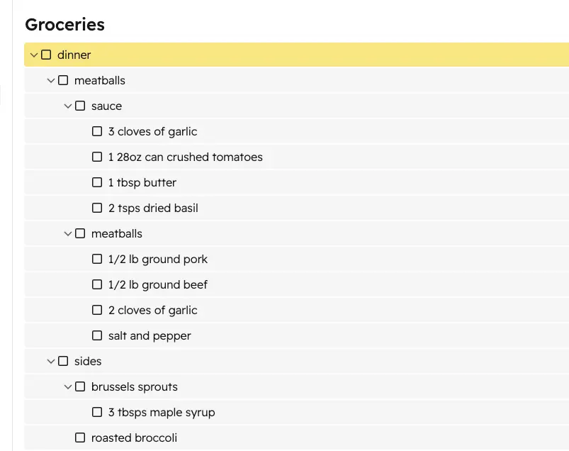 A screenshot of a recipe in Godspeed